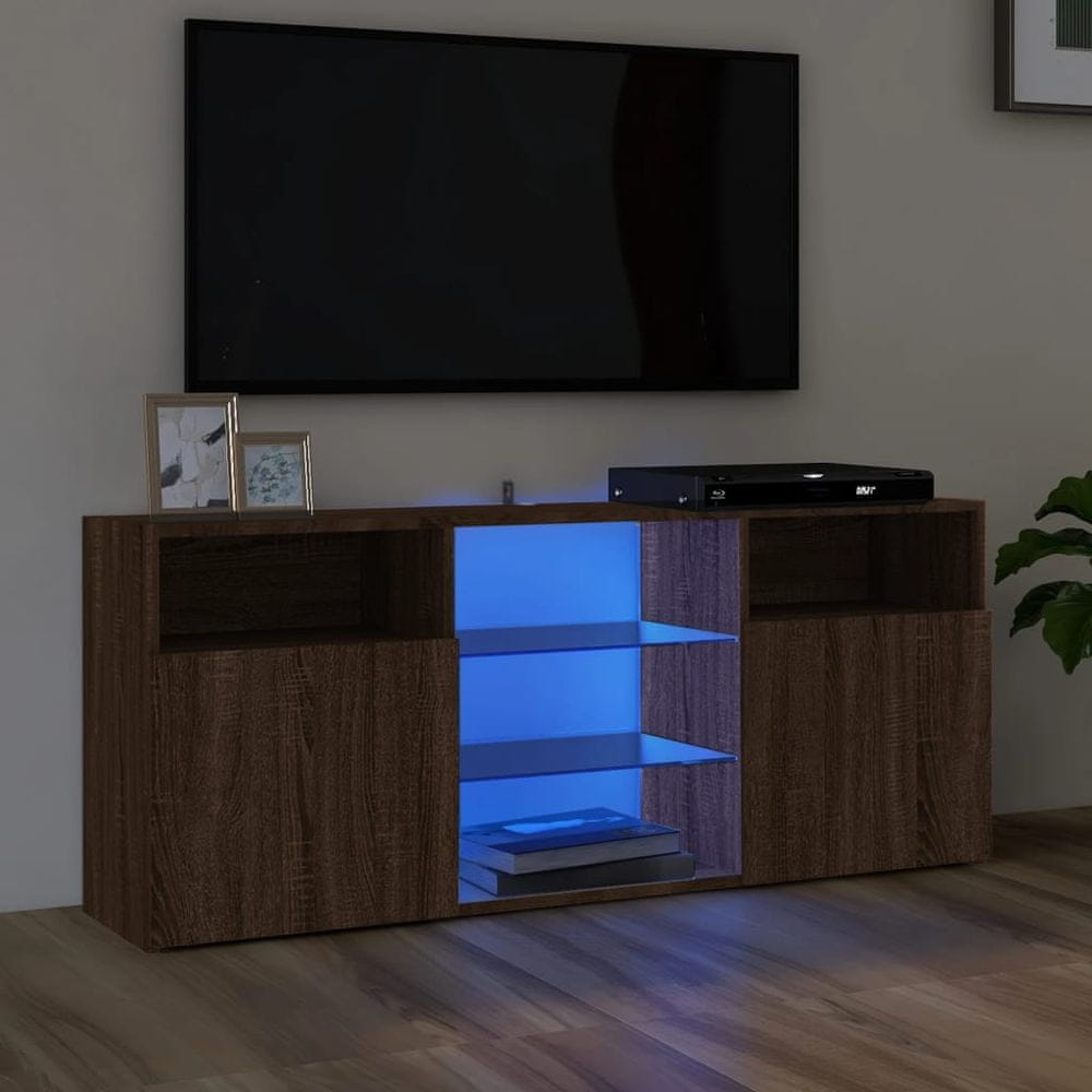 Vidaxl TV skrinka s LED svetlami hnedý dub 120x30x50 cm